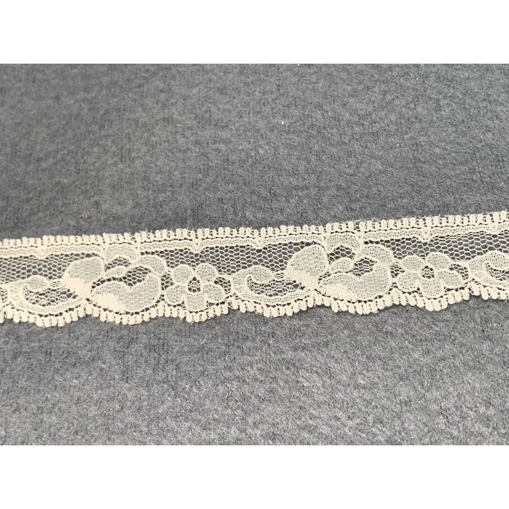 Ivory Floral Lace Trim 1" wide 7 yards Vintage Style Bridal Sewing Crafts